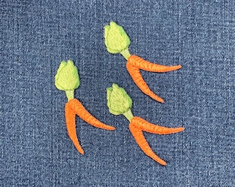 にんじんビーズラインストーンパッチアップリケ、刺繍パッチ、帽子、服