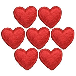 7-Pack Mini Red Heart Applique Patches - Embroidered Iron-On Badges (1/2 Inch)