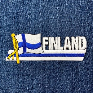 Finland Patch - Embroidered Nordic Flag & Ribbon Badge 4-7/8" (Iron On)