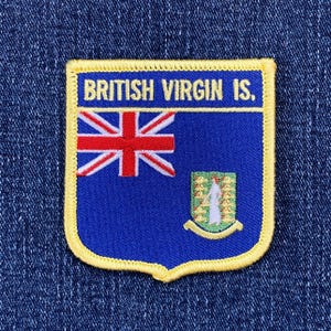 British Virgin Islands Patch - Embroidered Caribbean West Indies Flag Shield Badge 2.75" (Iron On)