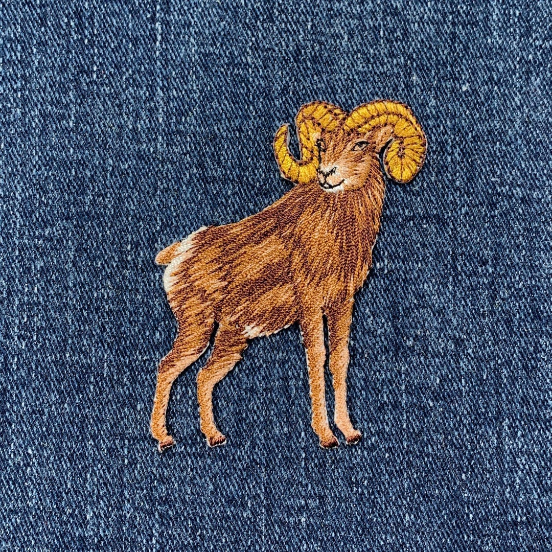 Ram Patch Ram Applique Patch - Embroidered Big Horned Sheep Animal Badge 2.5 ...