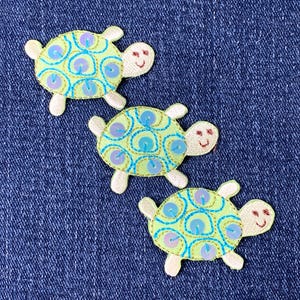Sea Turtle Applique Patch - Sequin Ocean Animal Embroidered Badge 1.75&quot; (3-Pack, Iron on)