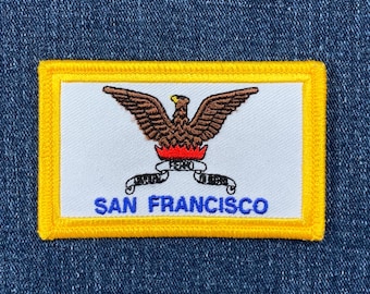 Écusson drapeau de la ville de San Francisco - Insigne de Californie de la région de la baie de San Francisco brodé 3,25 po. (Repassage au fer)