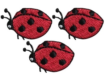 Mini Ladybug Applique Patch - Insect, Bug Badge 1" (3-Pack, Iron on)