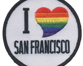 San Francisco Patch - I Love SF, Rainbow, Heart, California Badge 3" (Iron on)