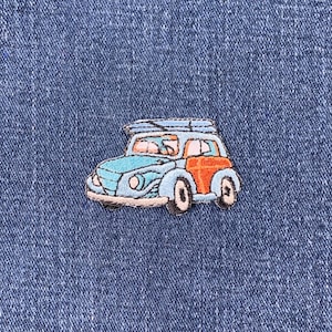 Woodie Applique Patch - Surfer Car Surfboards Surfing Embroidered Badge 2&quot; (Iron on)