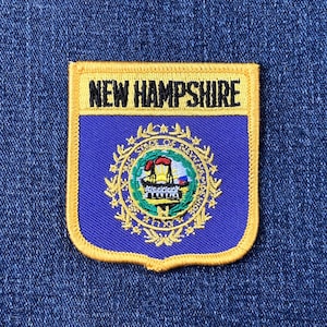 New Hampshire Patch - Embroidered Flag Shield Badge 2.75" (Iron On)