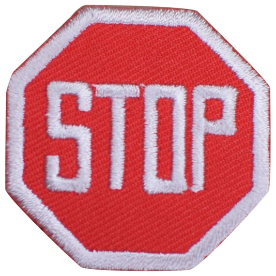 Stop Sign Applique Patch - Embroidered Road Sign Badge 1.5" (Iron On)