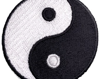 Écusson appliqué Yin Yang - Badge rond blanc et noir 2 pouces (fer à repasser)