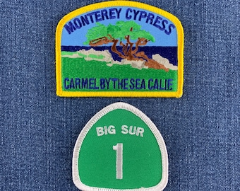 2er-Pack Carmel & Big Sur Aufnäher-Set - Gestickte Highway 1 Kalifornien-Abzeichen (zum Aufbügeln)