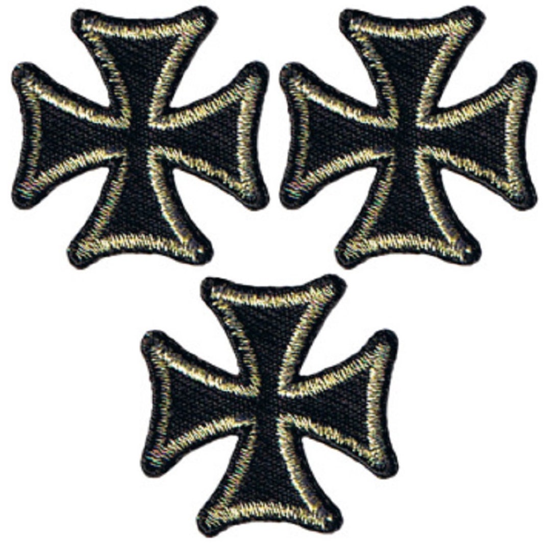 Maltese Iron Cross Applique Patch Black Gold Badge 1 Etsy