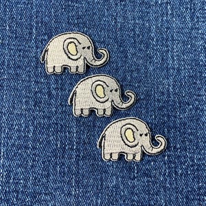 3-Pack Elephant Applique Patch - Mini Embroidered Animal Badge 1-1/8" (Iron On)