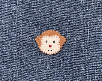 Parche con aplique de cara de mono - Insignia de animal bordada de 2,8 cm (para planchar)