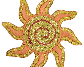 Sparkle Sun Applique Patch - Star, Solar System, Space Badge 2.25" (Iron on)