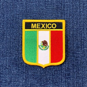 Mexico Patch - Flag Shield Embroidered México Badge 2.75" (Iron Or Sew On)