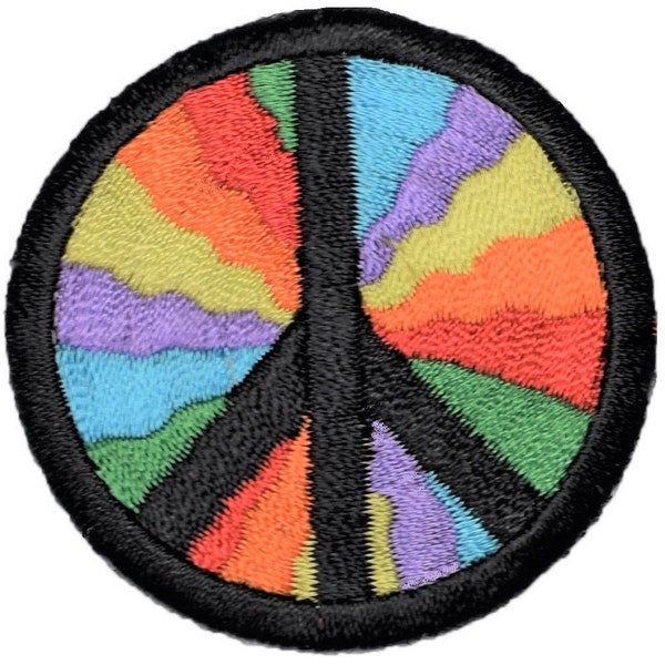 Peace Sign Applique Patch - World Peace, Rainbow, Hippie Badge 2" (Iron on)