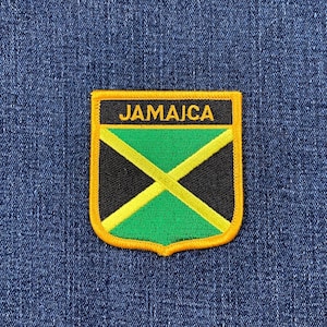 Jamaica Patch - Embroidered Flag Shield Badge 2.75" (Iron On)