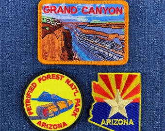 3er-Pack Arizona Nationalparks Aufnäher-Set - Gestickte Grand Canyon Petrified Forest Abzeichen (zum Aufbügeln)