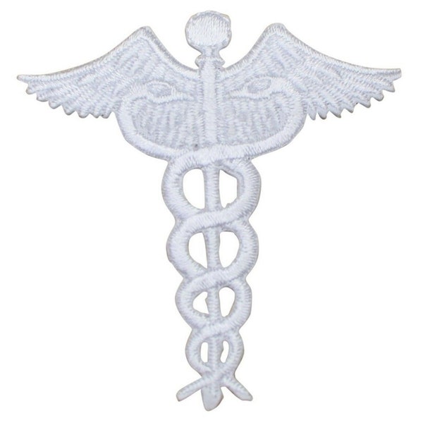 Caduceus Applique Patch - Doctor, Nurse, EMT, Paramedic, Medical Symbol 2.5" (Iron on)