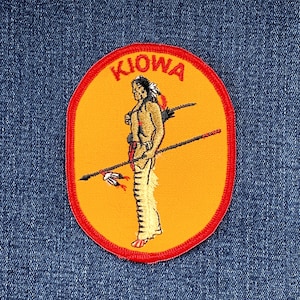 Vintage Kiowa Patch - Embroidered Native American Indian Badge 3-7/8" (Sew On)
