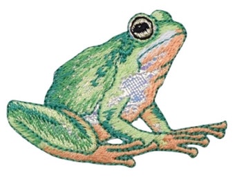 Frog Applique Patch - Shiny Amphibian Badge 2-3/8" (Iron on)