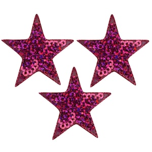 New, Hot Pink AB Rhinestone Star Bling Patch, Size 3, Cool