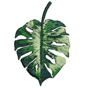 Small Monstera Leaf Applique Patch - Tropical Variegated House Plant 2" (Iron on)