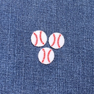 Mini Baseball Applique Patch - Sports Badge 3/4&quot; (3-Pack, Iron on)