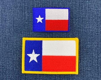 Juego de 2 parches de Texas - Insignias bordadas con la bandera de Texas (para planchar)