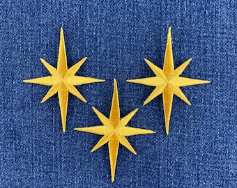 3-Pack Nativity Star Applique Patch - Embroidered Galaxy & Space Badge 2.5" (Iron On)