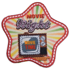 Movie Night Applique Patch - Movie Time, Cinema, Film, Theater 2.25" (Iron on)