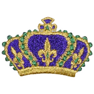 Mini Mardi Gras Applique Patch - Fleur de Lis, Crown of Jewels 2" (Iron on)