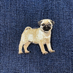 Pug Applique Patch - Embroidered Dog Animal Puppy Badge 2.5" (Iron On)