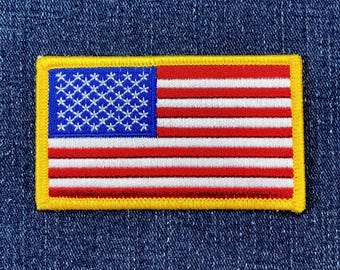 American Flag Patch - Embroidery United States USA Badge 3-3/8" (Iron On)