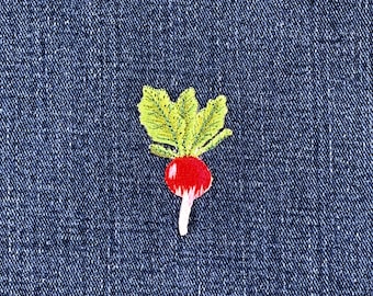 Parche con aplique de rábano - Insignia bordada de nabo de 5 cm (para planchar)