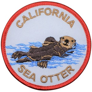 California Patch - CA Sea Otter, Monterey, Santa Cruz, Big Sur Badge 3" (Iron on)