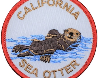California Patch - CA Sea Otter, Monterey, Santa Cruz, Big Sur Badge 3" (Iron on)