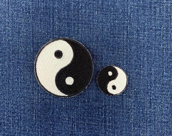 2-Pack Yin Yang Patch Set - Embroidered Balanced Forces & Dualism Badges (Iron On)