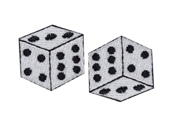 2-Pack Dice Applique Patch - Embroidered Gambling Craps Gaming Embroidered Badge 1" (Iron On)