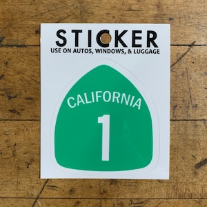 California Landstraße 1 Aufkleber - CA Coastal Hwy One Vinyl Aufkleber mit UV-Schutz 6,5 cm