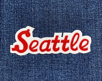 Seattle Patch - Embroidered Red/White Badge 4.25" (Iron On)
