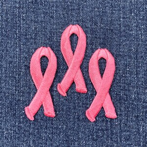 3-Pack Pink Ribbon Applique Patch - Breast Cancer Awareness Badge 2&quot; (Iron On)