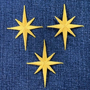 3-Pack Nativity Star Applique Patch - Embroidered Galaxy & Space Badge 2.5" (Iron On)
