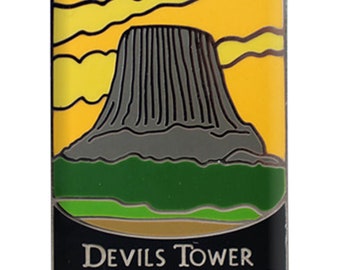 Devils Tower National Monument Enamel Lapel Pin - Wyoming Hiking Gift Travel Souvenir