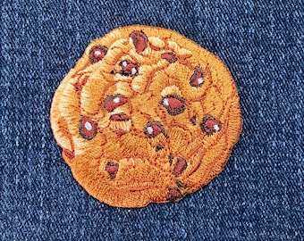 Chocolate Chip Cookie Applique Patch - Embroidered Sweet Treat Dessert Badge 2" (Iron On)