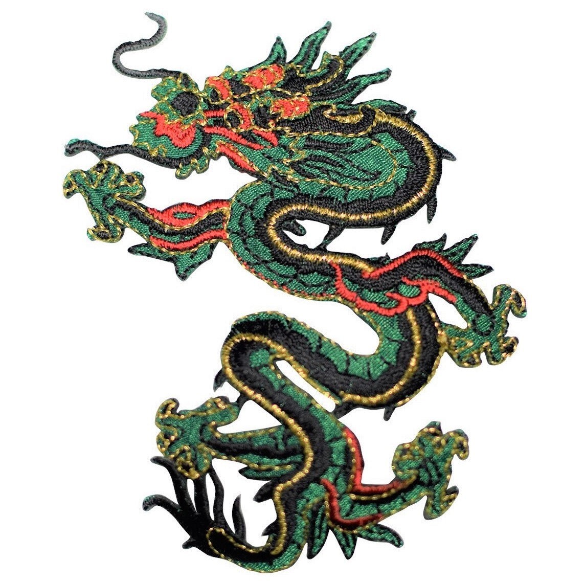 Power Good Luck Badge 3" Iron on Strength Green Dragon Applique Patch Power Good Luck Badge 3" Iron on Strength Green Dragon Applique Patch