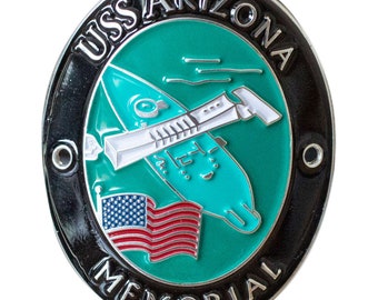 USS Arizona Memorial Walking Stick Medallion - US Navy, Pearl Harbor, Hawaii