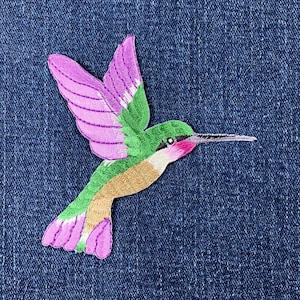 Patch appliqué colibri - badge oiseau brodé 3,5 pouces (fer à repasser)