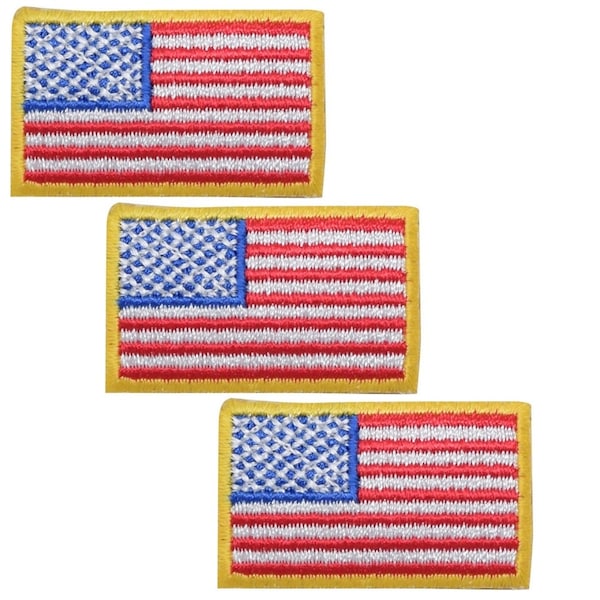 Small American Flag Patch - United States USA Badge 1.5" (3-Pack, Iron on)