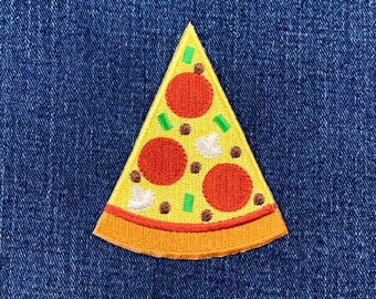 Pizza Slice Applique Patch - Embroidered Food Badge 3" (Iron On)